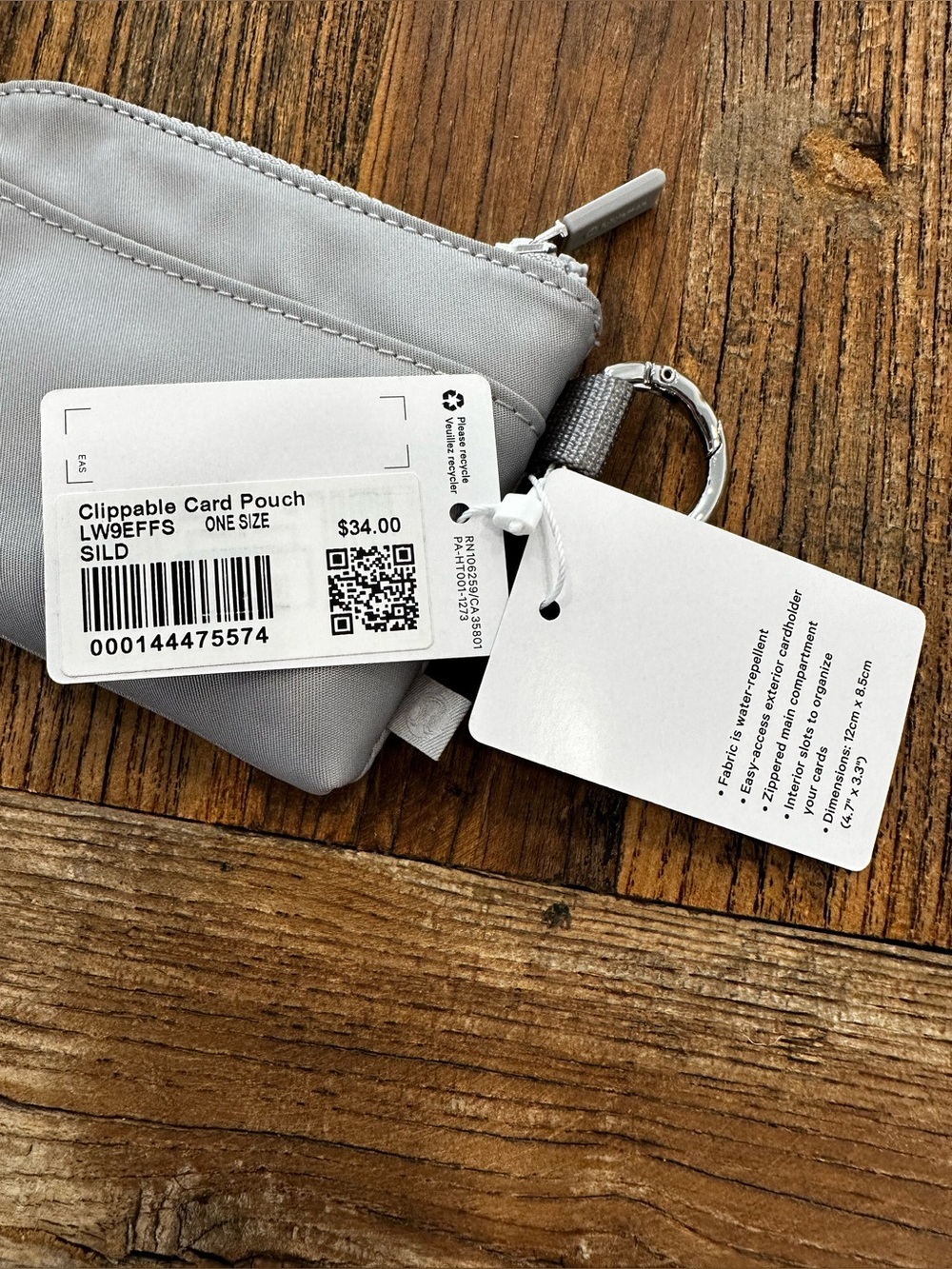 lululemon athletica Small Zip Card Wallet in Light Gray - Picture 4 of 6